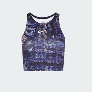 Nike Black and Blue Patterned Crop Top